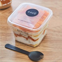 엔들랜드 50개입 일회용 사각 티라미슈케이크 티라미수케이스 보틀케이크용기 포장 숟가락세트, 2.투명용기+숟가락50개