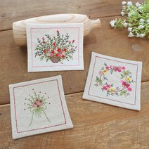 수피아코코 플라워 자수 컵받침 티코스터, 3.만개꽃(린넨), 1개