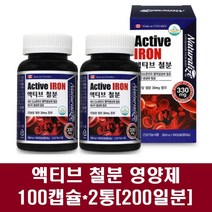 액티브 철분 임산부철분제 영양제 마그네슘 산모 출산후 임신준비 푸마르산제일철 헤모글로빈 남자 여자, 2개
