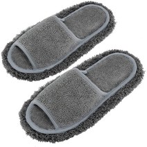 청소슬리퍼 1+1 걸레슬리퍼 극세사 층간소음 발걸레 거실화, 그레이(여)+그레이(남)