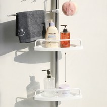 화이트 욕실 코너 기둥 삼각 선반 봉 정리대 목욕탕 화장실 틈새 모서리 벽 코너형 수납장, [고급형] 화이트 4단 코너형 선반