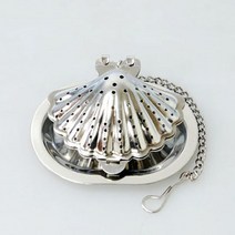 MDO9487 조개모양 인퓨져 받침대포함 고리형 차잎거름망 차망 홍차거름망/잎차거름망/스트레이너/스텐거름망