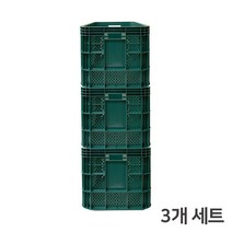 국내제작 다용도 과일 농산물 플라스틱 이사박스 운반상자 3개세트(녹색), 3개