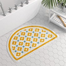 데이지 꽃 감성 미끄럼 방지 발 매트 카라반 반달모양 소형 러그