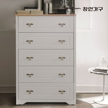 장인가구 뮤토 800 5단 서랍장, 오크화이트, 오크화이트