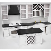 미니어처 주방 가구 세트 싱크대 개수대 아일랜드식탁 가스렌지 인형의집 돌하우스 카페