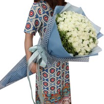 화이트(백장미)50송이 100송이 자이언트 대형꽃다발 이벤트할인 당일배송 꽃다발선물 프로포즈 생일축하 결혼기념일 사랑고백(상품번호c_131), 2타임 (오후1시~오후6시 도착예정), 50송이
