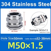 케이블글랜드 방수 케이블 글랜드 커넥터 ip68 304 스테인레스 스틸 inox 메트릭 케이블 m6 m8 m10 m12 m14 m16 m18 for 3-6.5mm 4-8mm, m50x1.5 25-32mm 적합