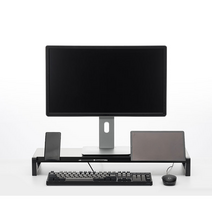 [JJ홈디] 스톤힐 업그레이드형 모니터 받침대(화이트 블랙)_직장인을 위한 데스크테리어, 블랙(10.3cm), MS-01 700mm