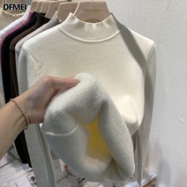 DFMEI 반폴라 일체형 기모 스웨터 여 추동 이너 기모 도톰 니트 상의
