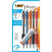 BIC Velocity 오리지널 샤프 미세 펜 촉(0.5mm) 부드러운 다크 라이팅 5개입