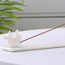 코일리룸 토끼 인센스 홀더 향꽂이, 화이트, 토끼향꽂이+받침대 세트