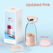 쥬서기 착즙기 블렌더 여행 휴대용 350ML Mixeur 무선 충전식 미니 USB 과즙 컵 과일 믹서 병 스무디 추출기, [01] 기타, [03] Updated Pink