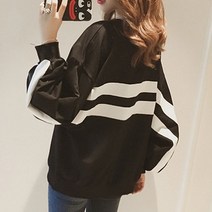 쉬블림로브 드롭숄더 배색 사선 맨투맨 티셔츠_랑데부 GW0737