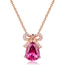 bague ringen 실버 925 여성용 쥬얼리 목걸이 지르콘 로즈 컬러 새로운 스위트 패션 나비 매듭 루비 선물 결혼식 117