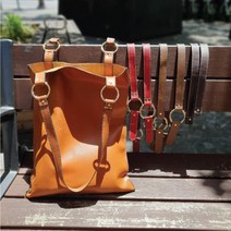 로스킨 링장식숄더가방끈 반제품 DIY 수업용키트(소가죽) 가죽공예 DIY 패키지, 타조 오렌지브라운