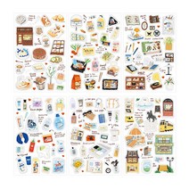 여행 스케치 일상 소품 음식 디자인 일러스트 디저트 데코 다꾸 스티커 다이어리 꾸미기, 01 : 카페