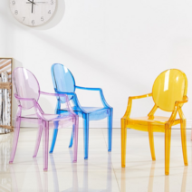 카페 고스트체어 투명의자 인테리어의자, 투명한 노란색