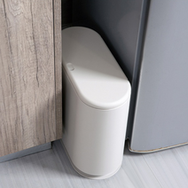 틈새 얇은 휴지통 누르는 좁은공간 음식물 쓰레기통 분리수거 분리형 원룸 자취 거실 침실 주방 부엌 다용도실 베란다 화장실 사무실 회사 오피스 카페 음식점 레스토랑 식당 업소용 매장, 화이트