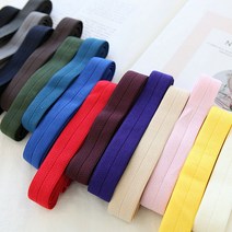 원단싸 2마(180cm) 신축성 좋은 접밴드 엘라스틱 밴드 고무줄 헤어밴드 의류 옷감 바이어스 20mm 16컬, 베이지