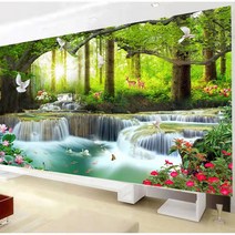 울창한 숲속 폭포 풍경 대형 보석비즈십자수 DIY 집순이 취미, 150X70CM