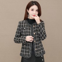 여성 트위드자켓 봄 가을 여자 노카라 슬림 숏 재킷 캐주얼 복고풍 코트 오피스 결혼식 하객룩