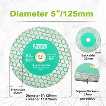 다이아몬드 커팅 디스크 그라인딩 플레이트 양면 세라믹 타일 화강암 톱날 인치, 2.1pc - 5inch 125mm