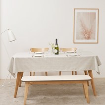 룰루홈 린넨 방수 코팅 식탁보 테이블보 5색 다양 사이즈, (130x240cm), 린넨 라이트그레이