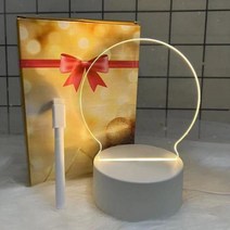 블랙보드꾸미기 카페메뉴판제작 초크아트 노트 보드 LED 야간 조명 재기록 가능한 메시지 펜 포함 따뜻한 부드러운 USB 전원 램프 어린이를 위한 가정 휴일 선물, Round with Pen