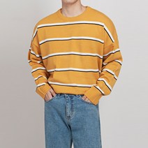 스타일에스 남자 오버핏 3도 스트라이프 라운드 긴팔 니트 가을 겨울 스웨터 5color