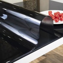 부드러운 유리 식탁보 투명 PVC 테이블 천 방수 내유 주방 식탁 커버 부드러운 실리콘 책상 매트 카펫, Black+50 x 120cm