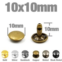 리벳건 전동 리벳못 100 세트 5-12mm 금속 더블 캡 리벳 스터드 라운드 네일 스파이크 가죽 공예 수리 신발 가방 벨트 의류 액세서리, Black Nickel, 10x10mm
