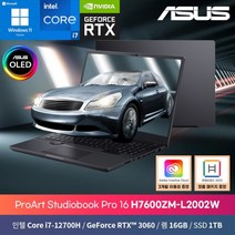 [ASUS] Proart Studiobook H7600ZM-L2002W i7-12700H (16GB/1TB/RTX 3060/Win11Home)OLED [기본제품]