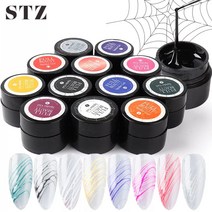 12pcs 스파이더 웹 젤 매니큐어 6ml 드로잉 페인팅 UV LED 젤 광택 3D 와이어 실크 라인 디자인 매니큐어
