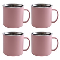 리빙스토리 스텐 머그컵 4p세트 430ml, 핑크 4p
