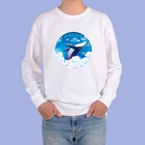 톰스외 맨투맨 고래 감성고래 수염고래 돌고래 디자인 남성 반소매 티셔츠