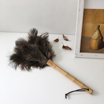 가정용 타조깃털 먼지털이개 고양이털제거기 극세사 사무실 스위퍼 정전기 핸디형 청소, 짙은회색아프리카타조깃털