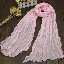 새로운 얇은 Pleated 여성 스카프 Hijabs 일반 컬러 린넨 소년 소녀 Scarfs 숙녀 목도리 랩 머리띠 부드러운 따뜻한, 분홍색