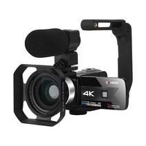 디지털캠코더 듀얼 4k 5600만화소 cmos 야간촬영 라이브방송 한글지원, 그레이, 풀옵션(초광각렌즈+접안렌즈+외장마이크), 렌즈후드+스테빌라이져+플래쉬