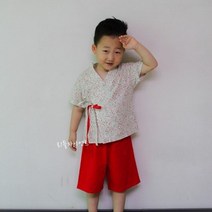 여름 남아 잔꽃 생활한복 상하세트