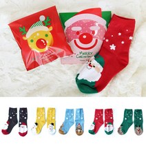 더유진 유아동 KC인증 국산 크리스마스 양말 + 성탄절 개별 비닐 선물 포장 선물용 키즈 아동 어린이 어린이집 성탄절 유치원 교회 학원 단체 답례품, 성탄절양말(랜덤)(3호)+루돌프비닐(접착식)