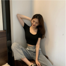 하이틴룩 운동 댄스 아이돌 쫀쫀 크롭 반팔티 의상 패션
