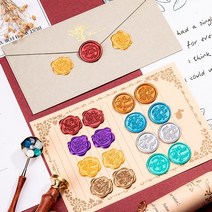 SEALING STAMP 실링 왁스 청첩장 초대장 스티커 1P, 7실링스티커-골드로즈