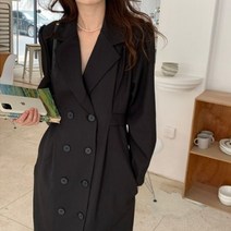 쏭포유 / 더블 브레스트 버튼 허리 슬리밍 원피스 2color