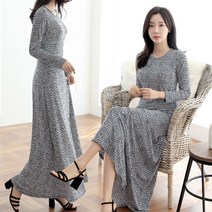 세이스타일 물방울 긴팔 A롱 원피스