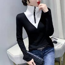 봄과 가을 새로운 여성 골프 의류 여성 골프 백킹 셔츠 셔츠 여성용 봄과 가을 새로운 디자인 센스 지퍼 재킷 외국 스타일 슬림 명암 긴 소매 티셔츠 여성