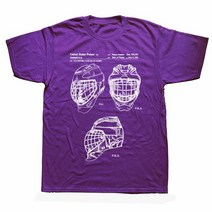 아이스하키 장비 용품 Funny Ice Hockey Goaltender Mask 특허 티셔츠 코튼 스트리트웨어 반팔 생일 선물, 04 PUEPLE_02 S