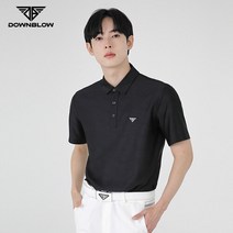 브랜드없음 국산 DOWNBLOW 남성용 카라 반팔 골프 티셔츠_블랙