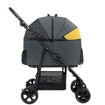 강아지유모차가드 모차 대형견 소형견 애견 애묘 강아지 고양이 유모차애완 동물 경량 접이식 분리형 교통 중형 및 대형 자동차 야외 휴대용 액세서리, 옐로우 그레이