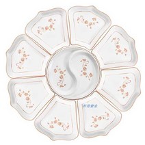 원형 접시 그릇 세트 집들이 도자기 식기 플레이트, 원형70cm10+태극권접시(국그릇스푼포함)